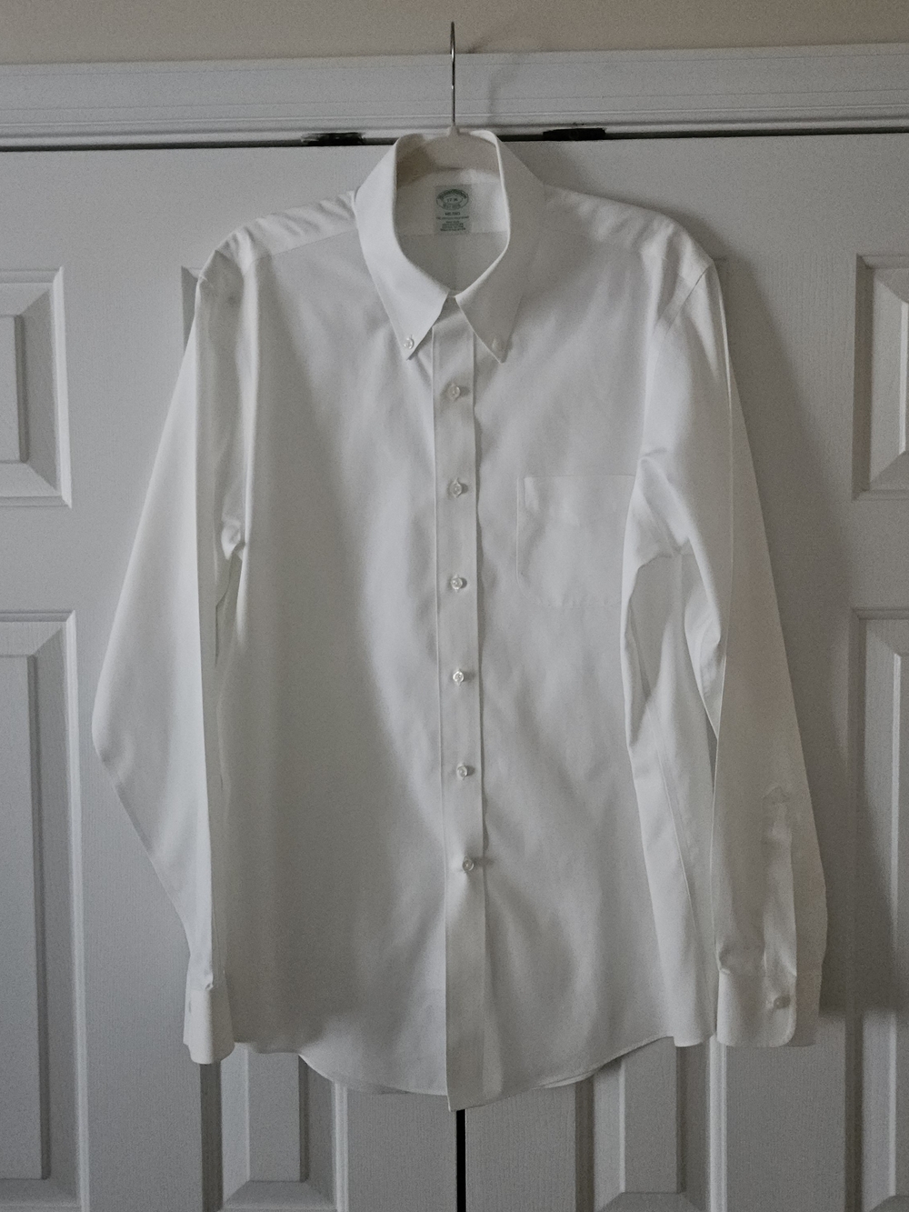 Brooks Brothers 1818 Milano Non-Iron White Solid Button-Down Dress Shirt 17/35